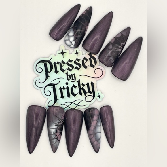 Other - Snake Charmer | Smokey Plum Chrome Press-On Nails — Luxe Serpentcore Set